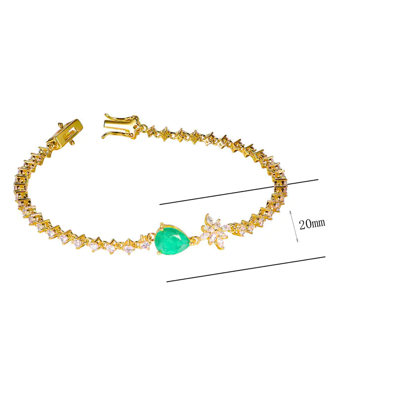 Wholesale Silver Lab Created Emerald Pear Shaped Bracelet​