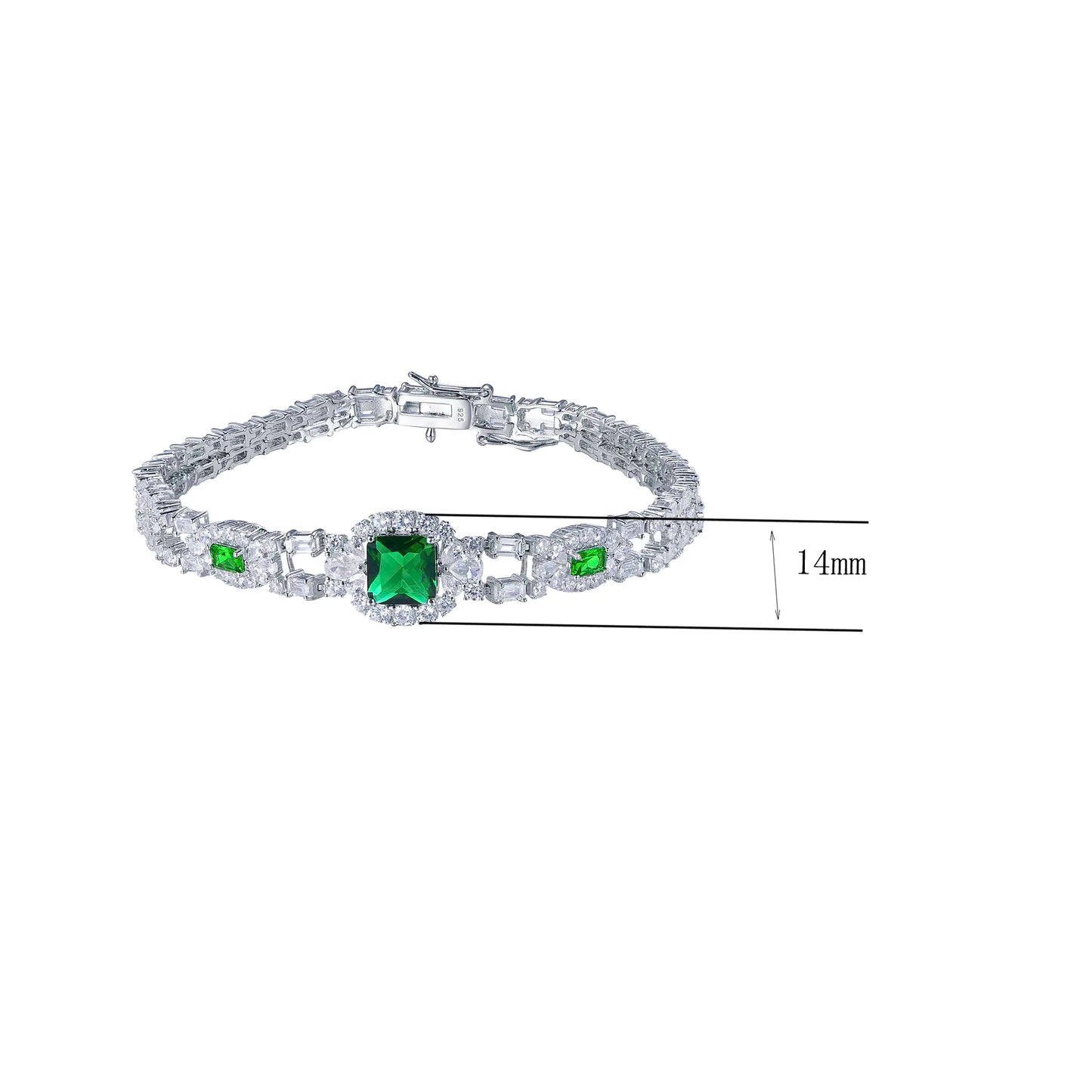Wholesale Silver Lab Created Emerald and Diamond Bracelet