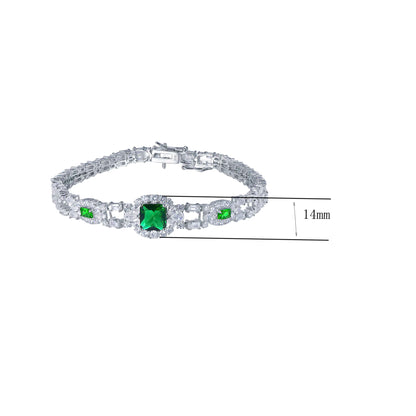 Wholesale Silver Lab Created Emerald and Diamond Bracelet