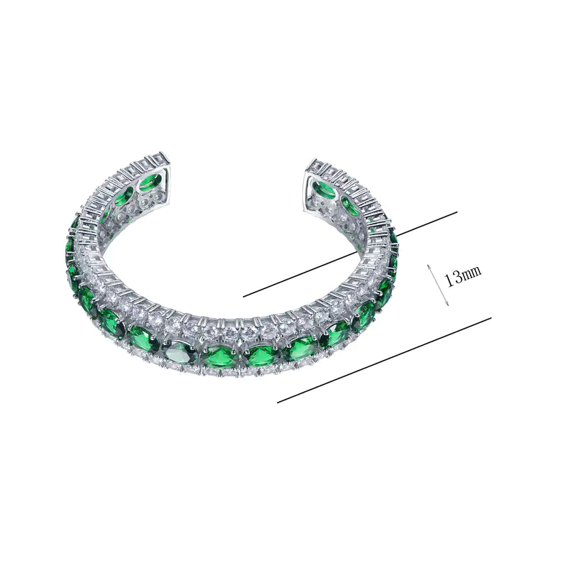 Wholesale Silver Lab Created Green Emerald Tennis Bangle
