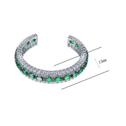 Wholesale Silver Lab Created Green Emerald Tennis Bangle
