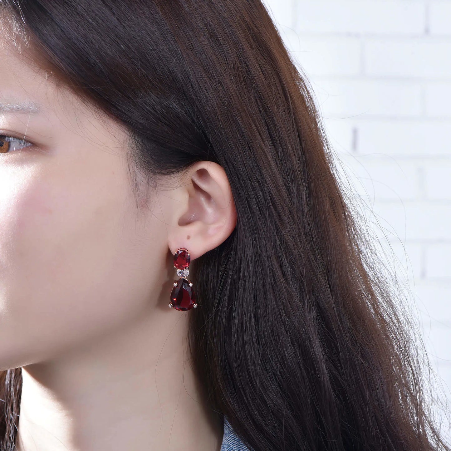 Wholesale Silver Lab Created Ruby Dangle Drop Earrings​ for Women