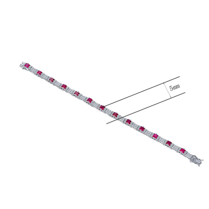 Wholesale Silver Lab Created Ruby Diamond Tennis Bracelet​