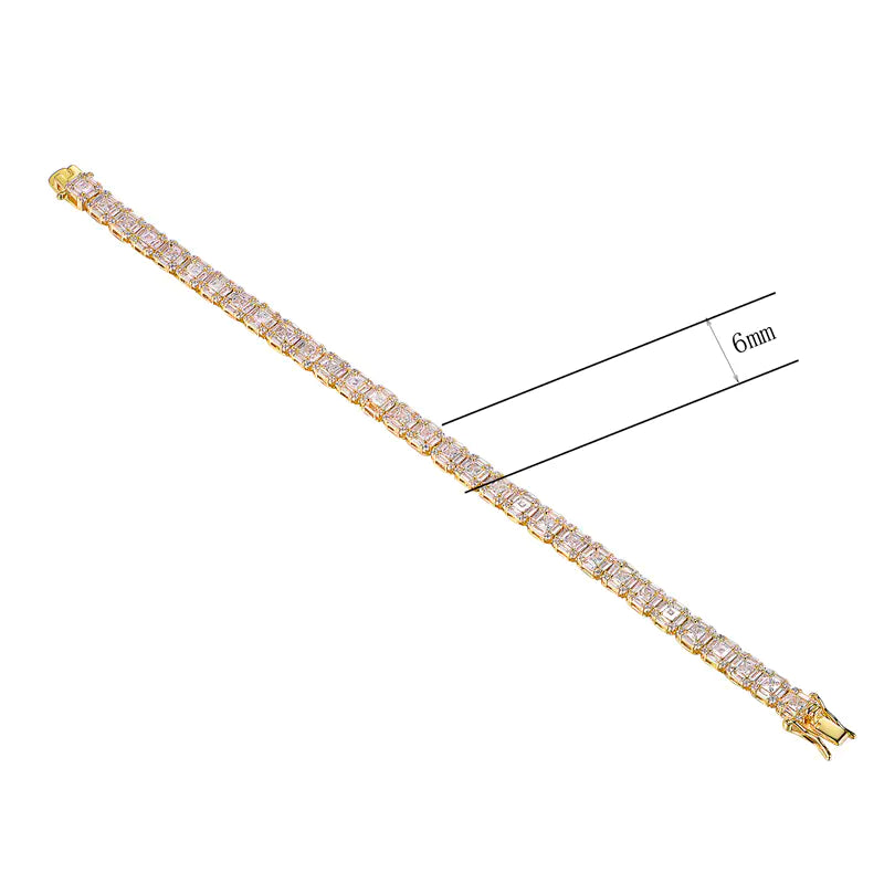 Wholesale Silver Lab Created Square Cut Diamond Tennis Bracelet