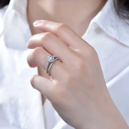 Wholesale Silver Lab Grown Diamond Round Halo Engagement Rings for Women