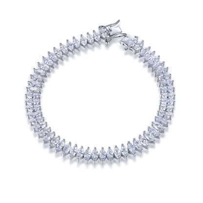 Wholesale Silver Marquise Cut CZ Simulated Diamond Tennis Bracelets