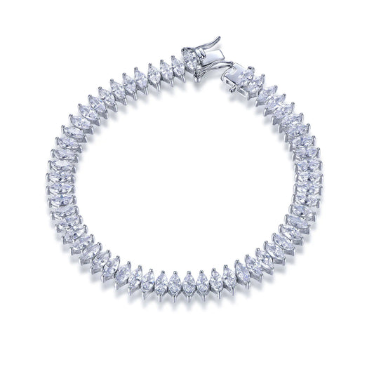 Wholesale Silver Marquise Cut CZ Simulated Diamond Tennis Bracelets