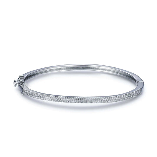 Wholesale Silver Micropave CZ Thin Simple Design Bangles