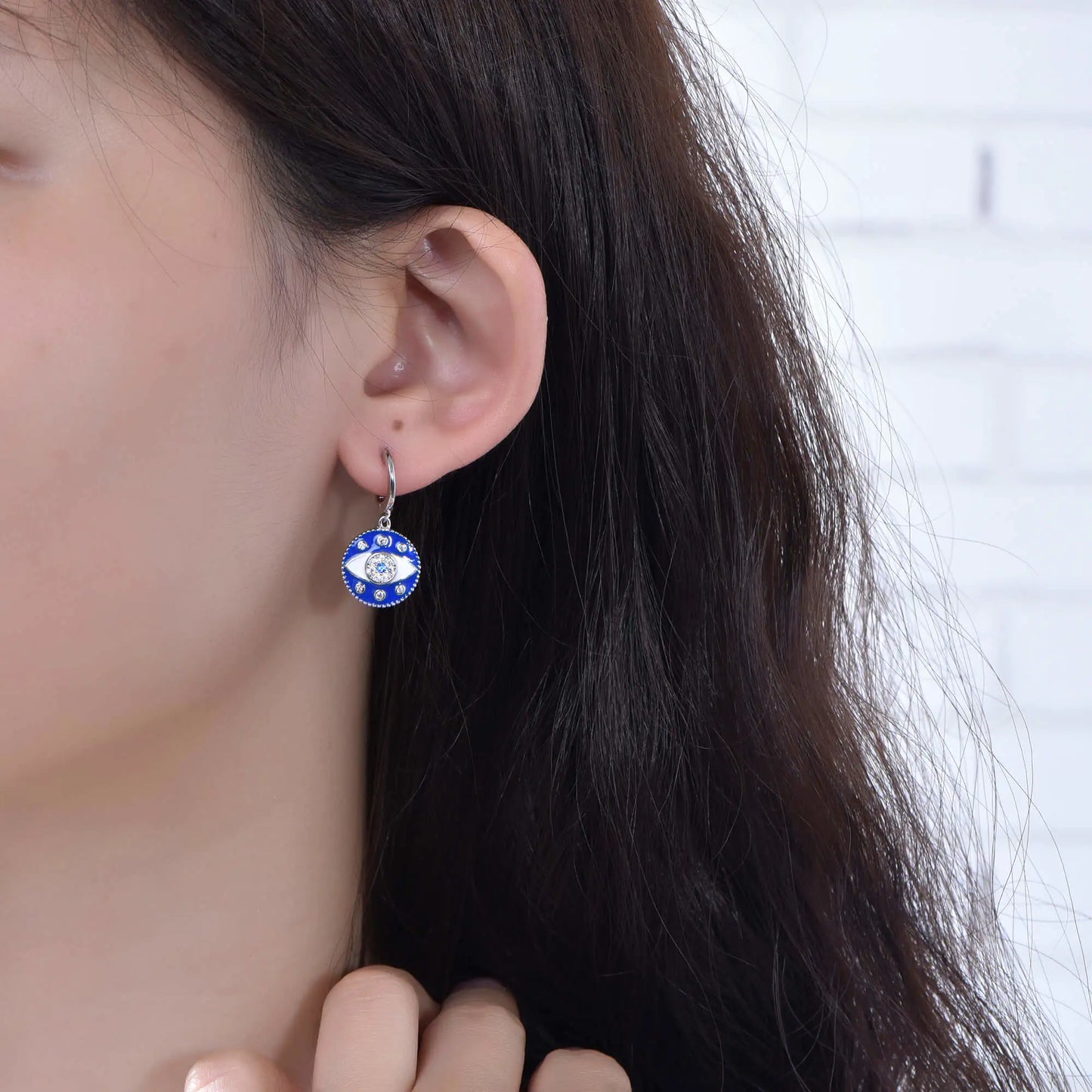 Wholesale Silver Minimalis Evil Eye Dangle Earrings for Women