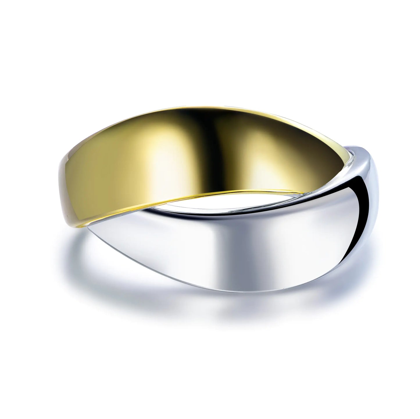 Wholesale Silver Minimalist Chunky Crossover Cuff Two Tone Bangle