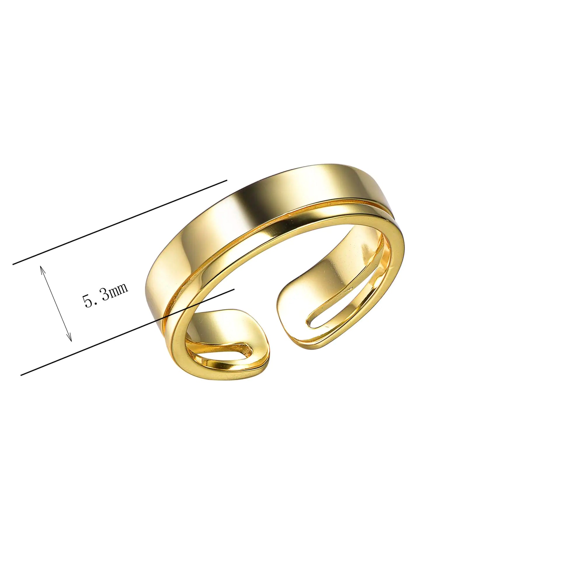 Wholesale Silver Minimalist Open Adjustable Statement Double Band Ring