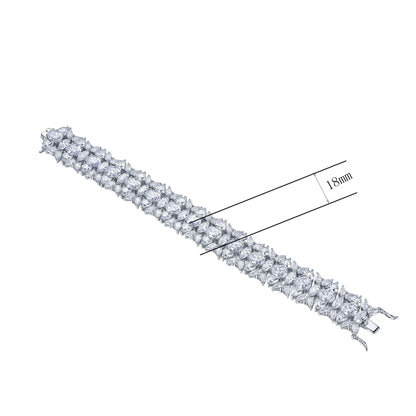 Wholesale Silver Mixed Cut Lab Created Thin Diamond Tennis Bracelet