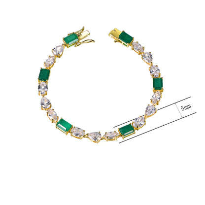 Wholesale Silver Mixed Cut Lab Emerald Diamond Tennis Bracelet