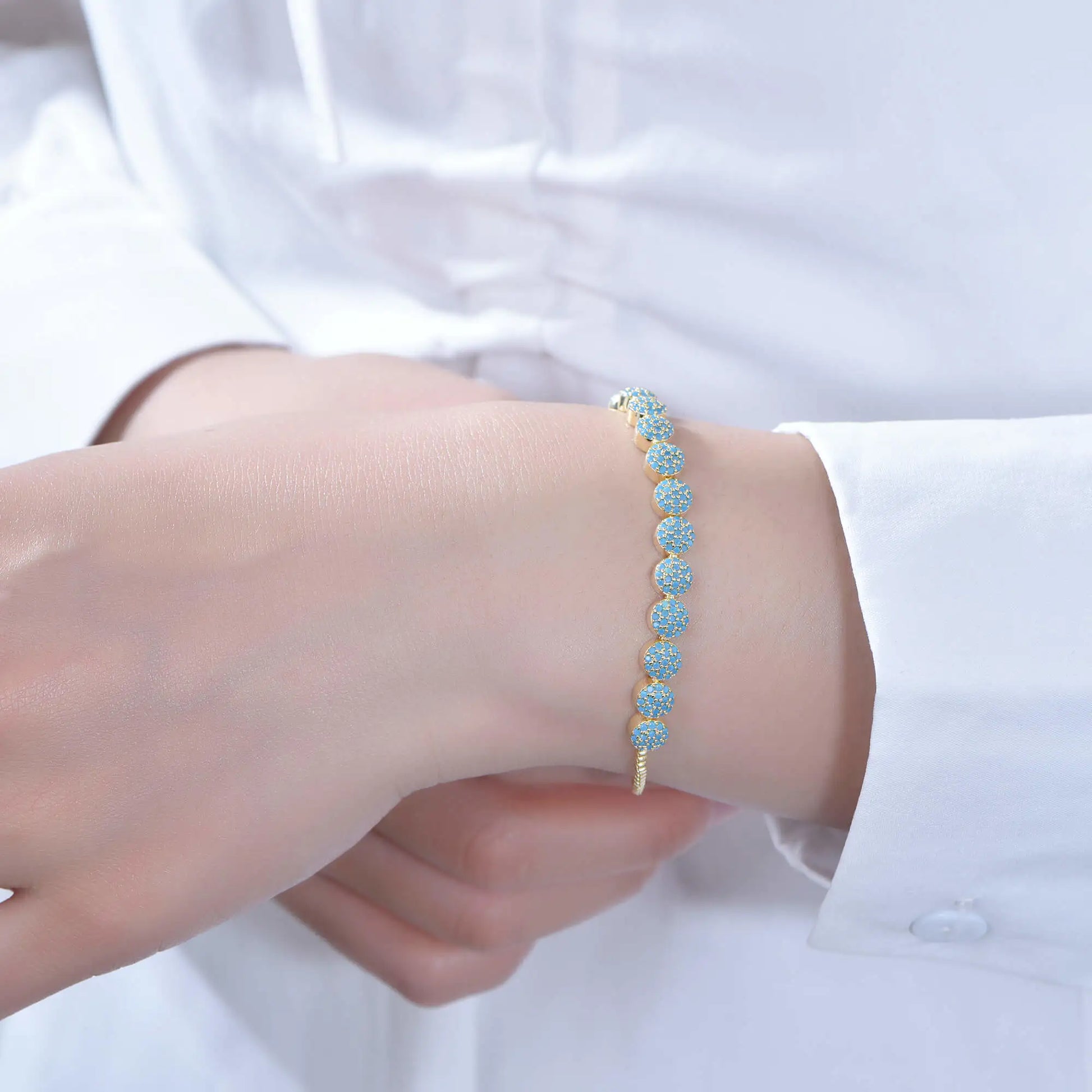 Wholesale Silver Nano Cluster Adjustable Chain Ball Clasp Bracelet for Women