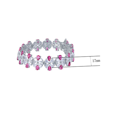 Wholesale Silver Pear Cluster Flower Tennis Bracelet