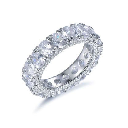 Wholesale Silver Pear Cut CZ Full Eternity Engagement Pave Wedding Band