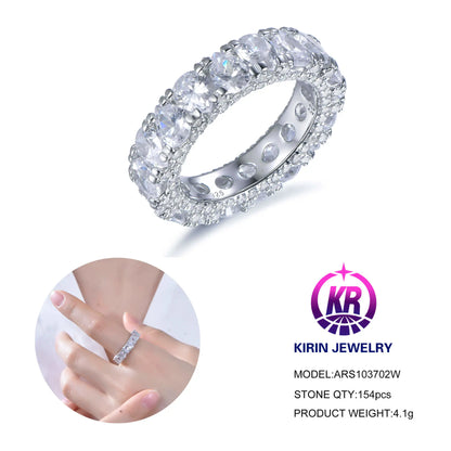Wholesale Silver Pear Cut CZ Full Eternity Engagement Pave Wedding Band for Women