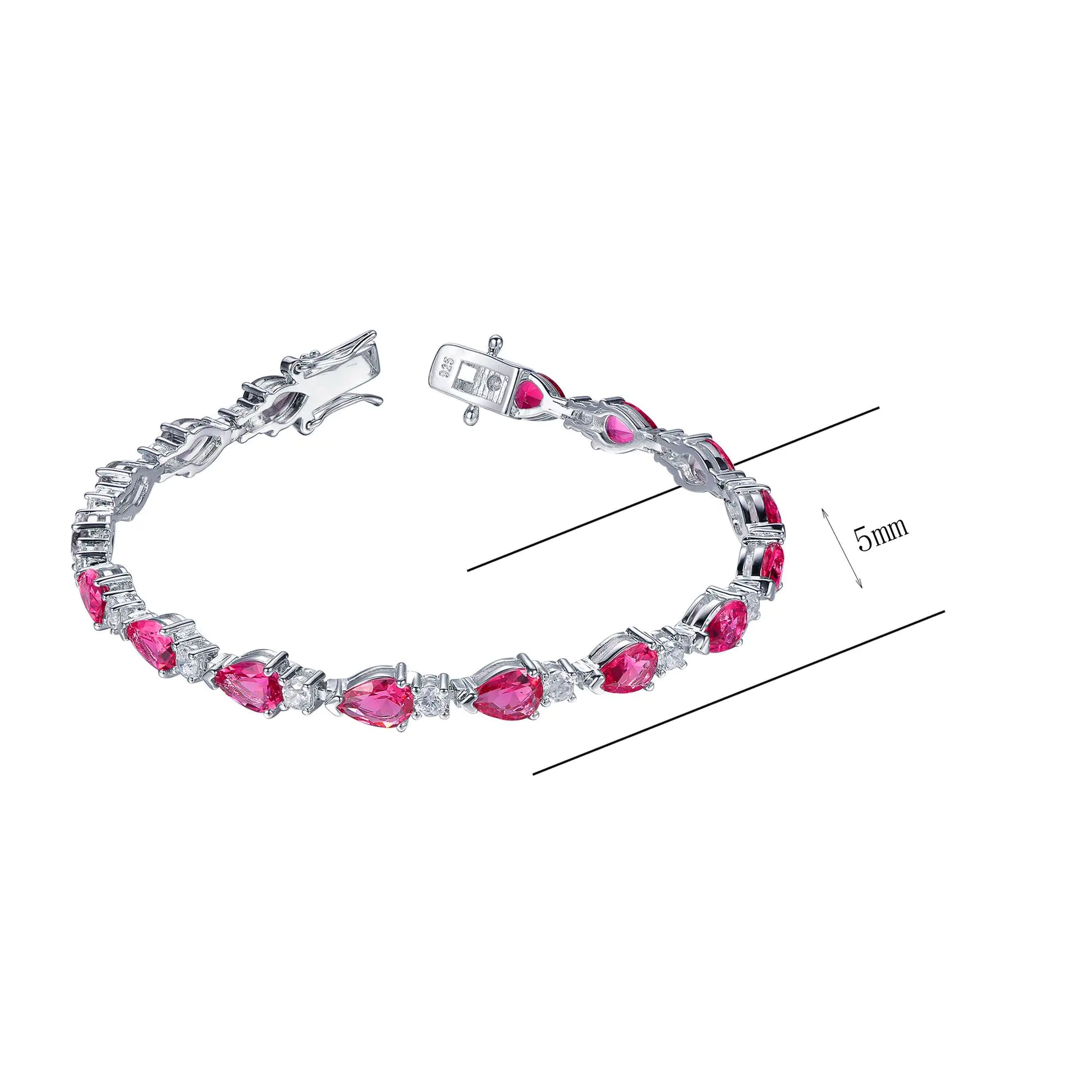Wholesale Silver Pear Cut Lab Red Ruby Tennis Bracelet​