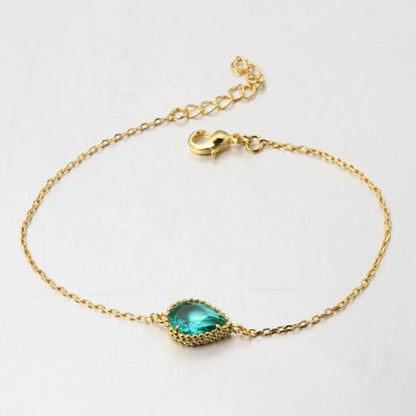 Wholesale Silver Pear Glass Lab Created Emerald Bracelet Simple Bridal Jewelry Set