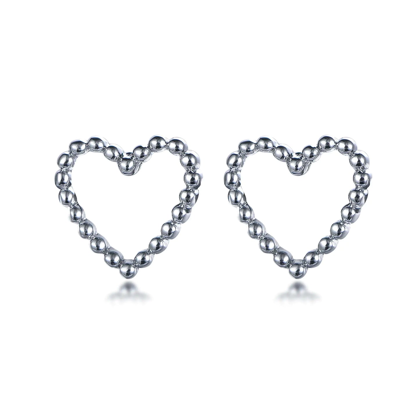 Wholesale Silver Plain Minimalist Personalized Beaded Heart Earrings