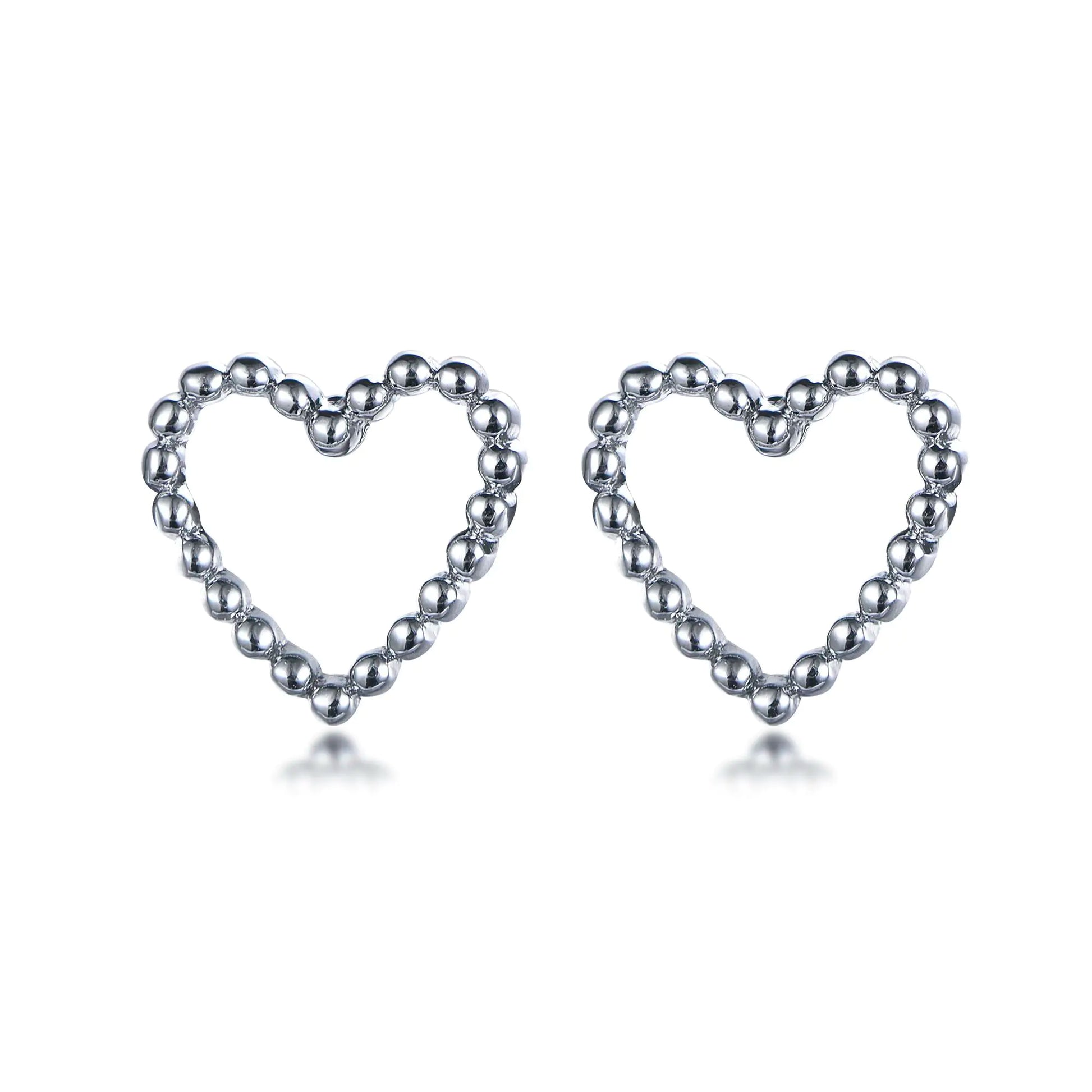 Wholesale Silver Plain Minimalist Personalized Beaded Heart Earrings
