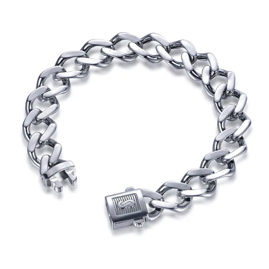 Wholesale Silver Polish Hollow Huge Heavy Curb Chain Miami Cuban Bracelet