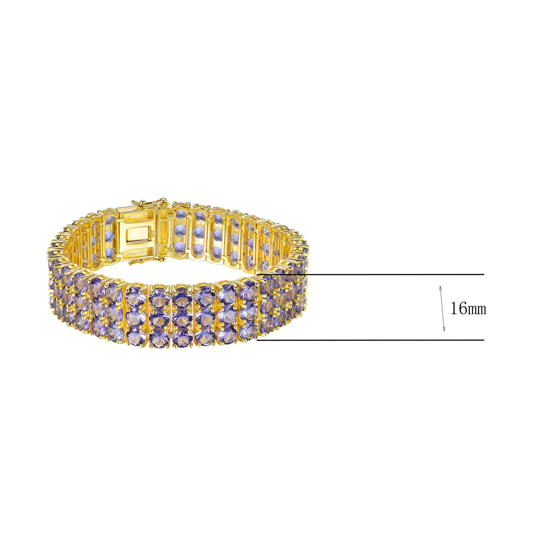 Wholesale Silver Purple Glass Triple Row Tennis Bracelet