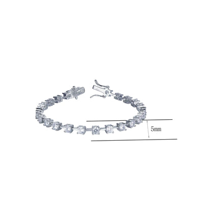 Wholesale Silver Rectangle Simulated Diamond Link Bracelet