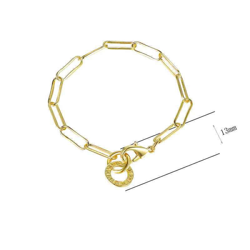 Wholesale Silver Roman Numerals Charm Paperclip Bracelet