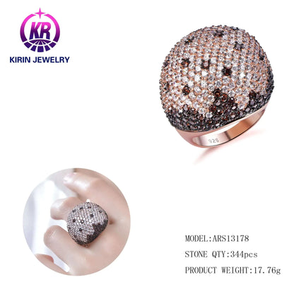 Wholesale Silver Rose Gold Plated CZ Chunky Statement Dome Cluster Engagement Rings for Women