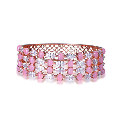 Wholesale Silver Rose Gold Plated CZ & Glass Crystal Bangle Bracelet
