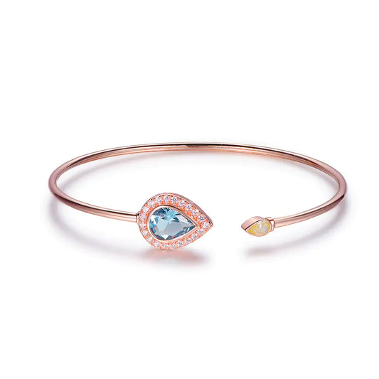 Wholesale Silver Rose Gold Plated CZ & Glass Open Thin Bangles