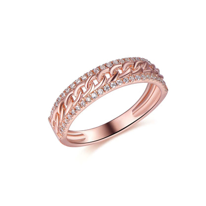 Wholesale Silver Rose Gold Plated CZ Interlocking Band Unique Statement Rings