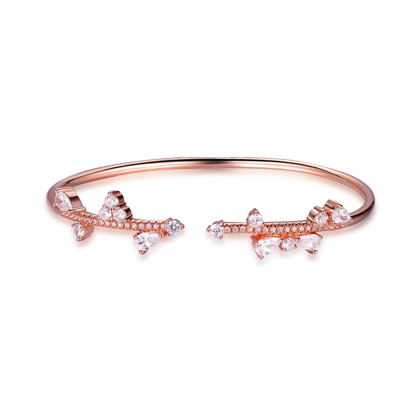 Wholesale Silver Rose Gold Plated CZ Personality Open Bangle