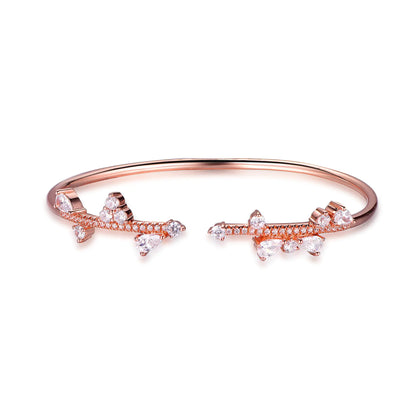 Wholesale Silver Rose Gold Plated CZ Personality Open Bangle