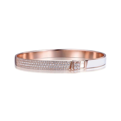 Wholesale Silver Rose Gold Plated CZ Simple Bangle Bracelets