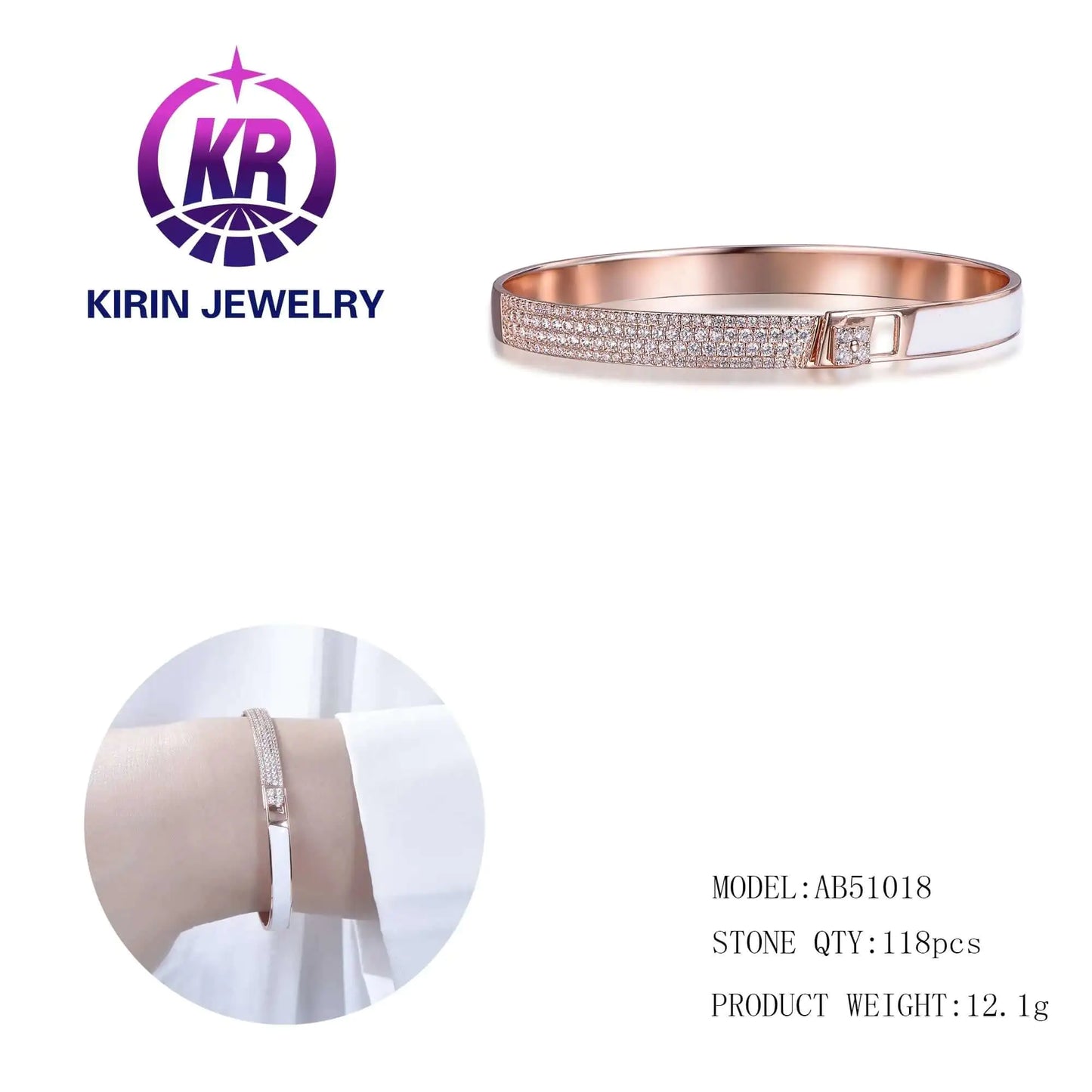 Wholesale Silver Rose Gold Plated CZ Simple Bangle Bracelets for Women