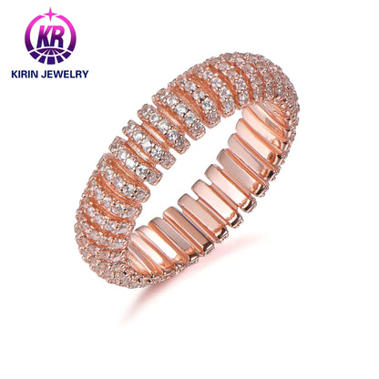 Wholesale Silver Rose Gold Plated CZ Statement Baguette Band Engagement Ring