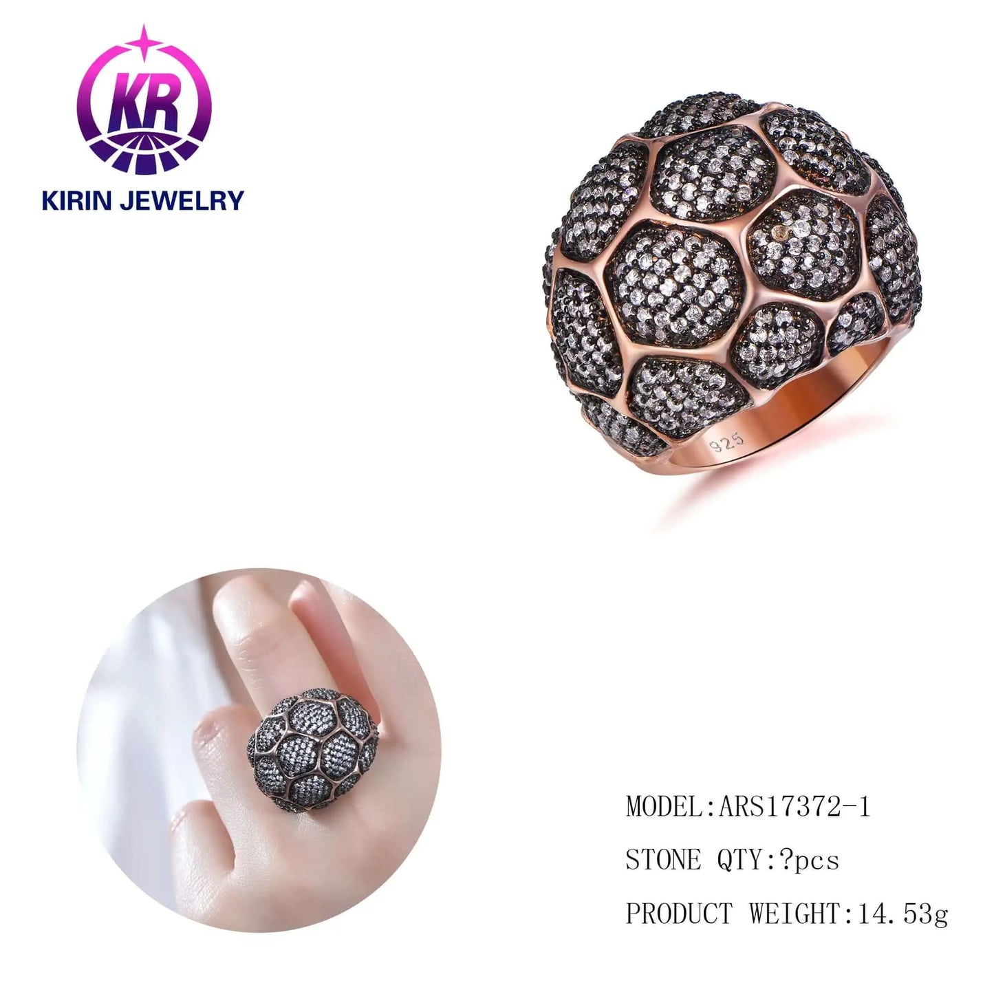 Wholesale Silver Rose Gold Plated CZ Unique Design Statement Engagement Rings for Women
