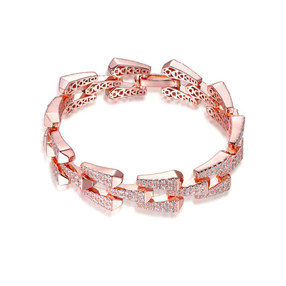 Wholesale Silver Rose Gold Plated Cubic Zircon Chain Design Bracelet