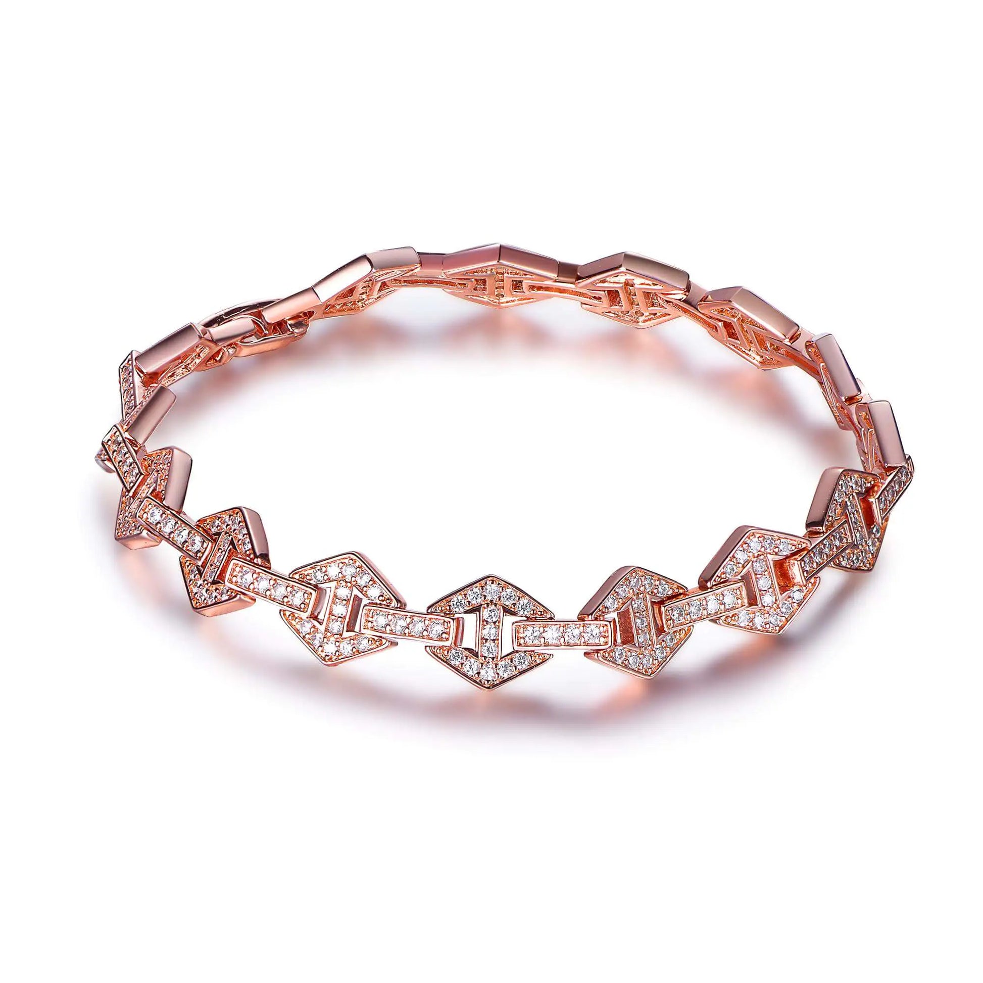 Wholesale Silver Rose Gold Plated Cubic Zircon Geometric Bangle Bracelet