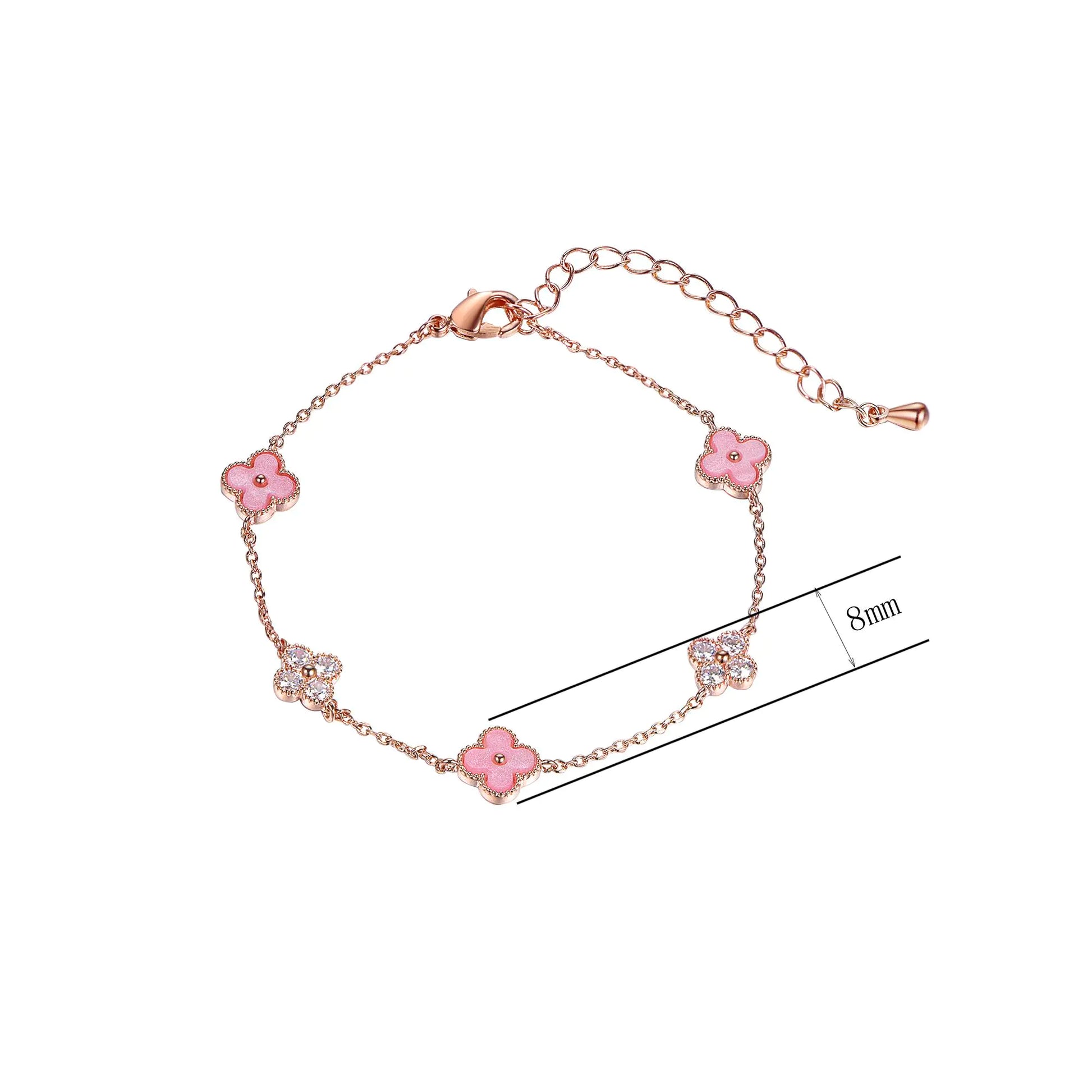 Wholesale Silver Rose Gold Plated Four Leaf Lucky Clover Bracelet