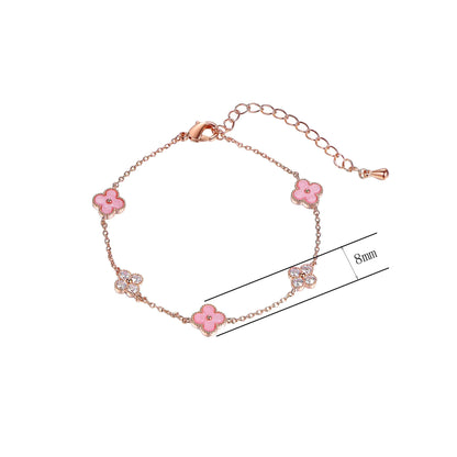 Wholesale Silver Rose Gold Plated Four Leaf Lucky Clover Bracelet