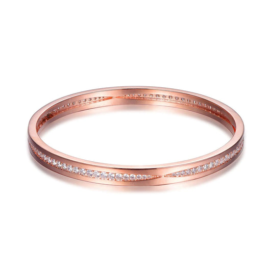 Wholesale Silver Rose Gold Plated Pave CZ Skinny Bangle Bracelets