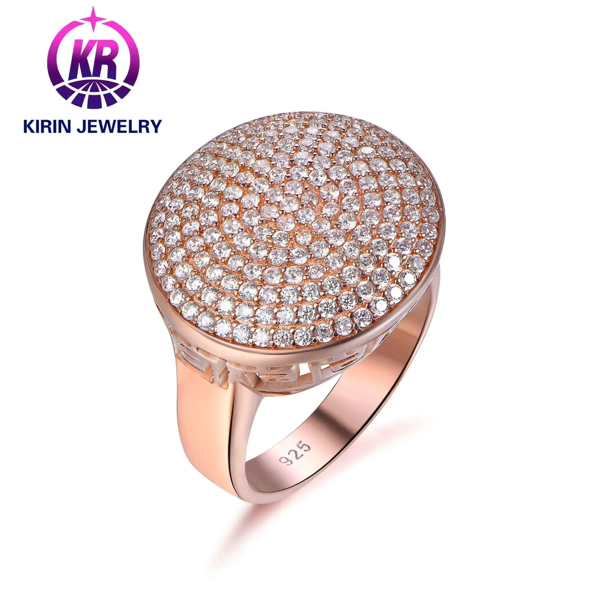 Wholesale Silver Rose Gold Plated Pave Set CZ Disc Geometric Engagement Rings