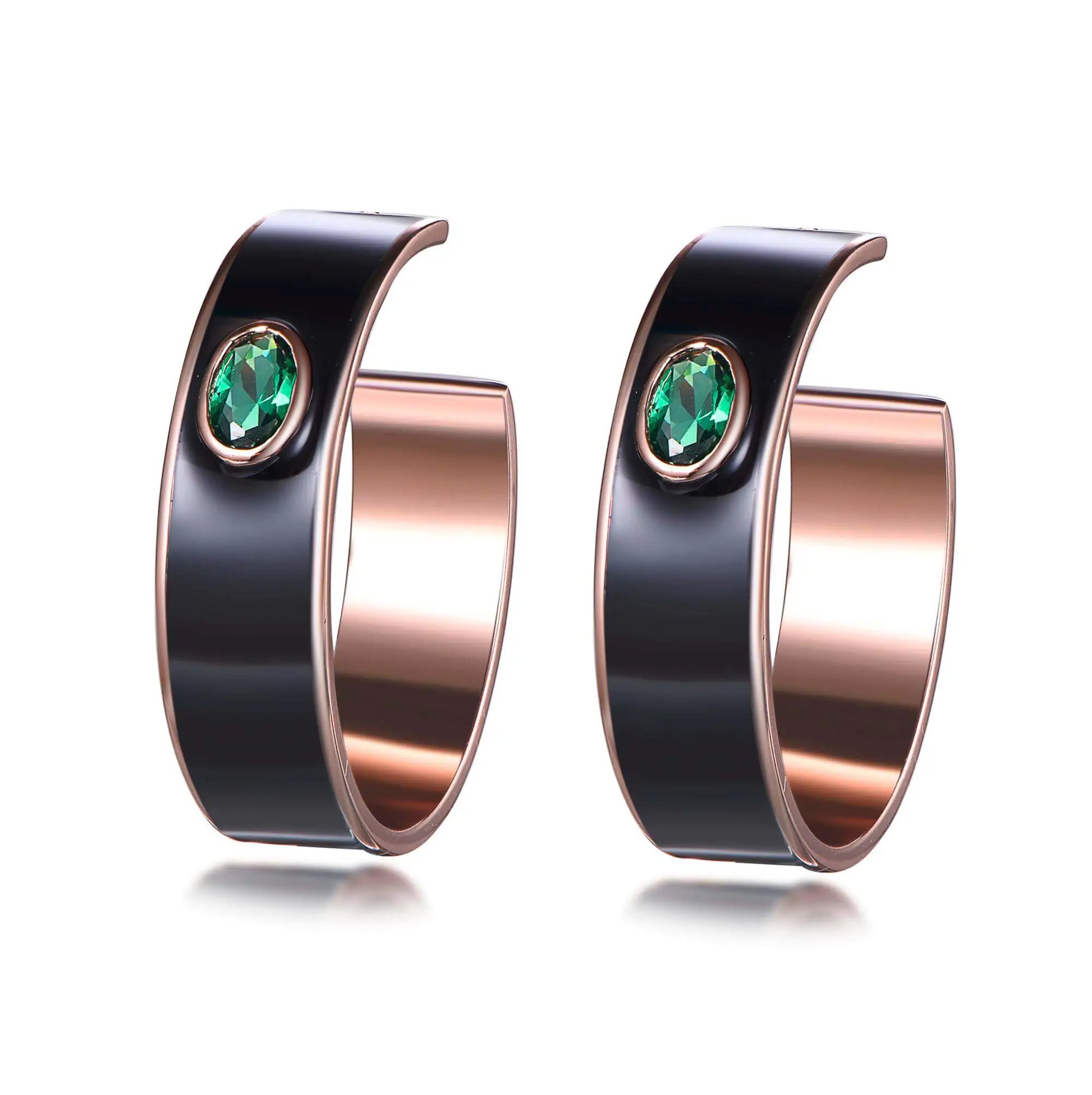 Wholesale Silver Rose Gold Plated Spinel & Enamel 2-Tone Statement Hoop Earrings​