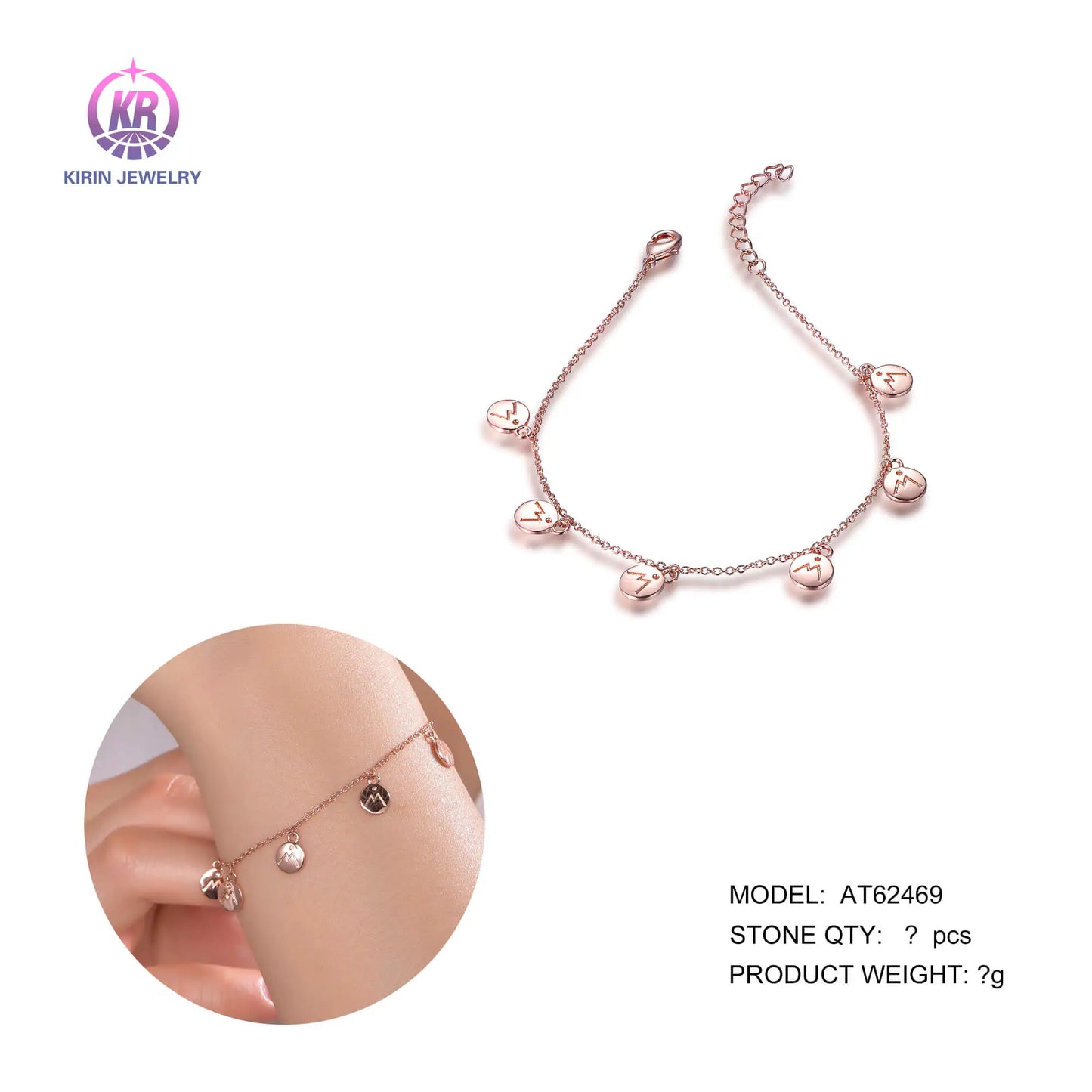 Wholesale Silver Rose Gold Plated Tiny Personalized Charm Bracelet​ for Women
