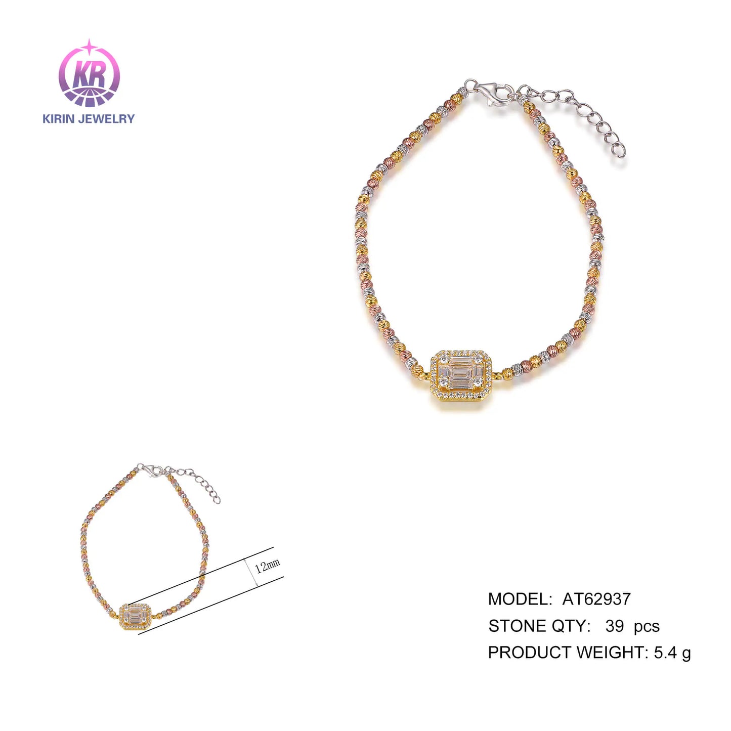 Wholesale Silver Rose Gold & White Gold & Gold Plated CZ Small Beaded Bracelets​ for Women