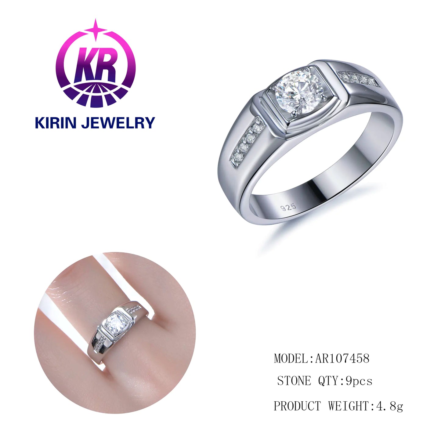 Wholesale Silver Round Brilliant Cut CZ Classic Engagement Rings for Women