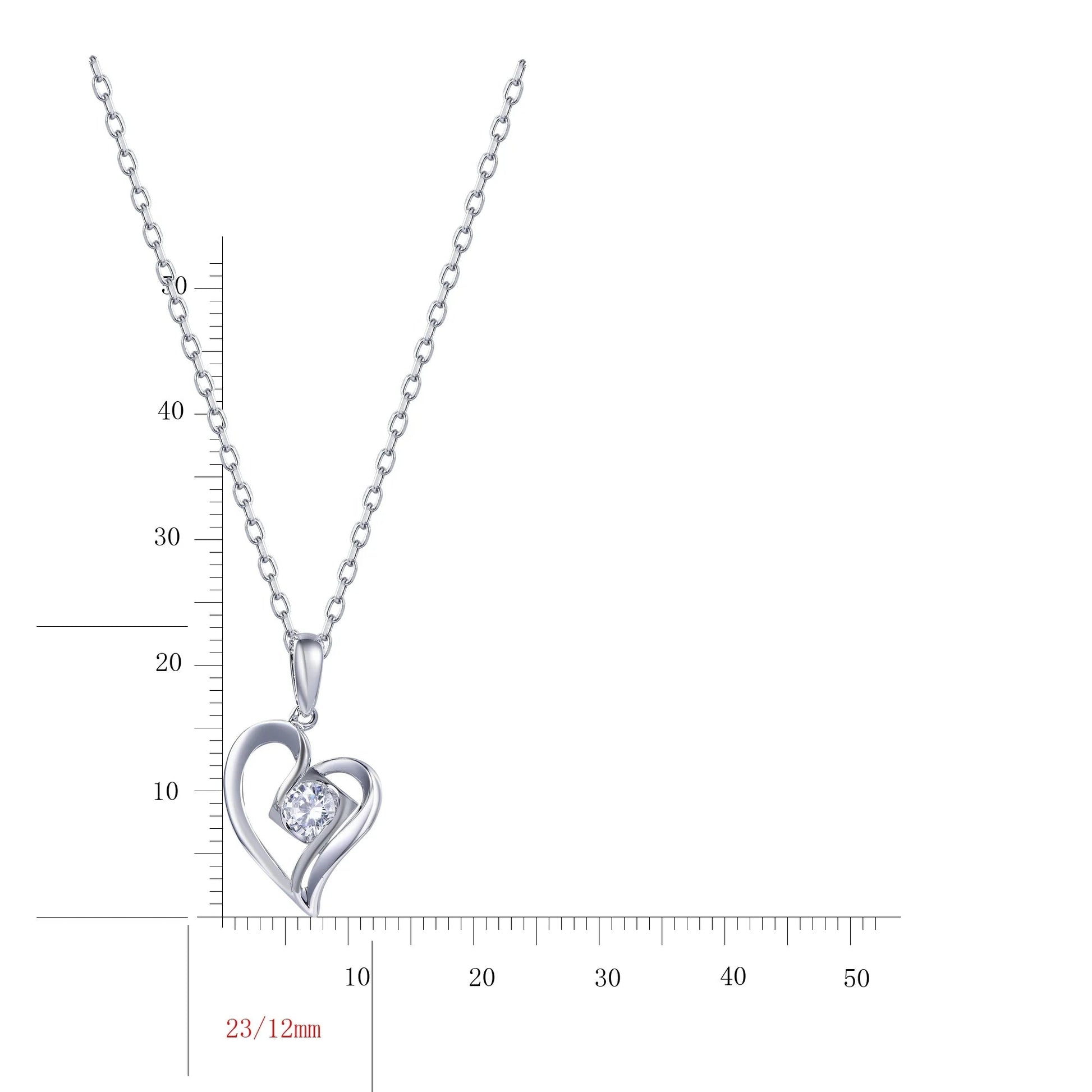 Wholesale Silver Round Brilliant Cut Lab Diamond Heart Pendant